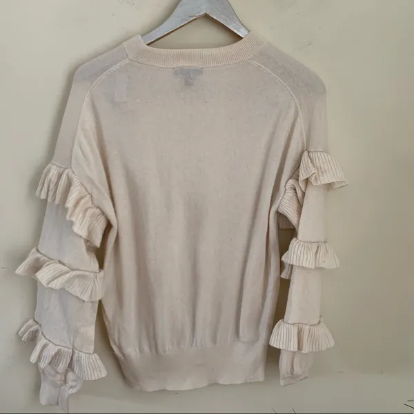 J. Crew crew pullover Cream ruffle sweater - Image 6