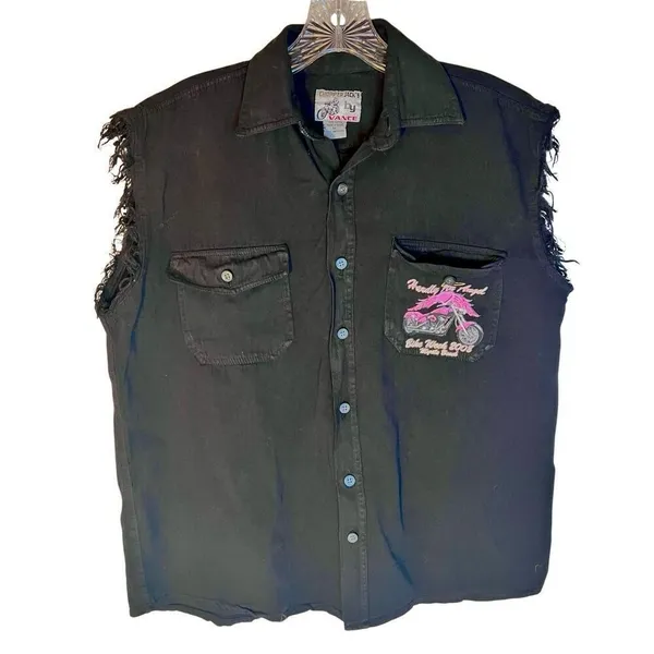 Hardly An Angel 2008 Myrtle Beach Bike Week Womens B/D Sleeveless Shirt Medium - Image 3
