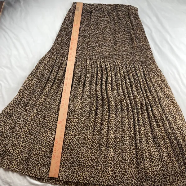 Allison Taylor Leopard Print Pleated Shear Maxi Skirt Brown Animal‎ Print Large - Image 6