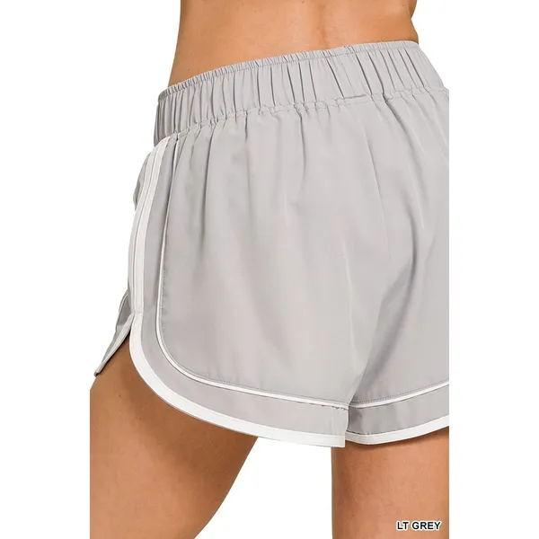 Zenana Soft Woven Lined Dolphin Shorts - Lt. Grey - Large - Image 3