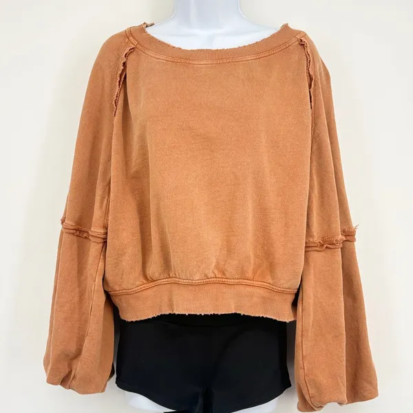 Free People Sweet Deets Womens XS Cinnabae‎ Pullover Sweatshirt Oversized - Image 2