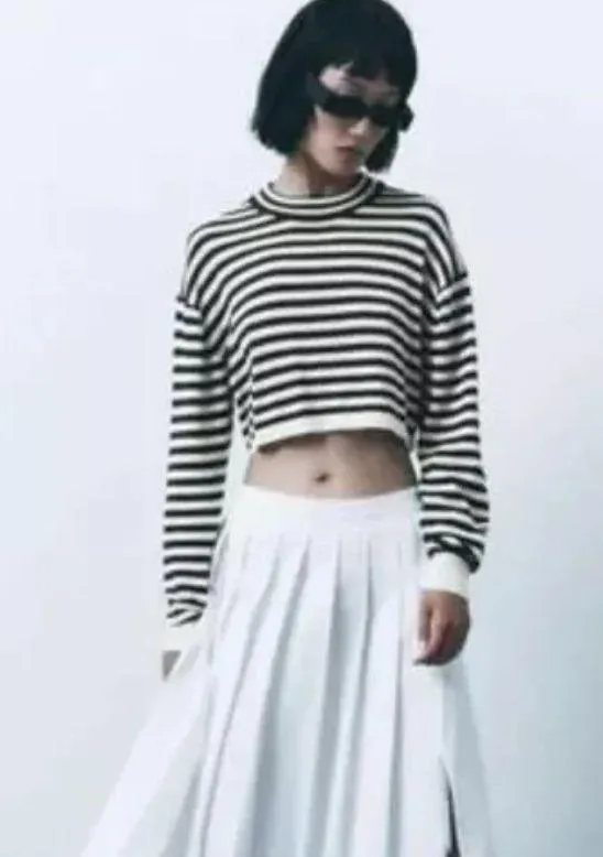 ZARA Striped Crop Blue White Knit Size Medium - Image 2