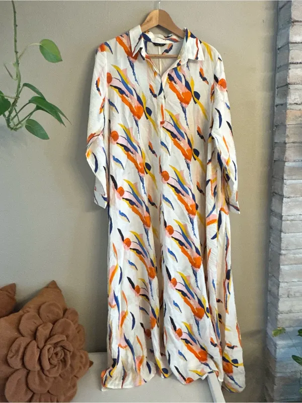 ICONIC Abstract Print‎ Long Sleeve Maxi Dress - Image 2