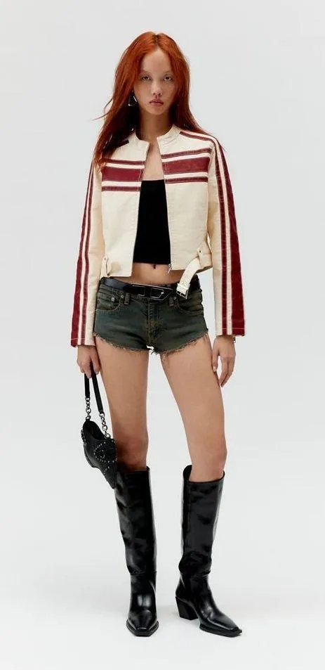 Navy Biker jacket Blue - Image 7