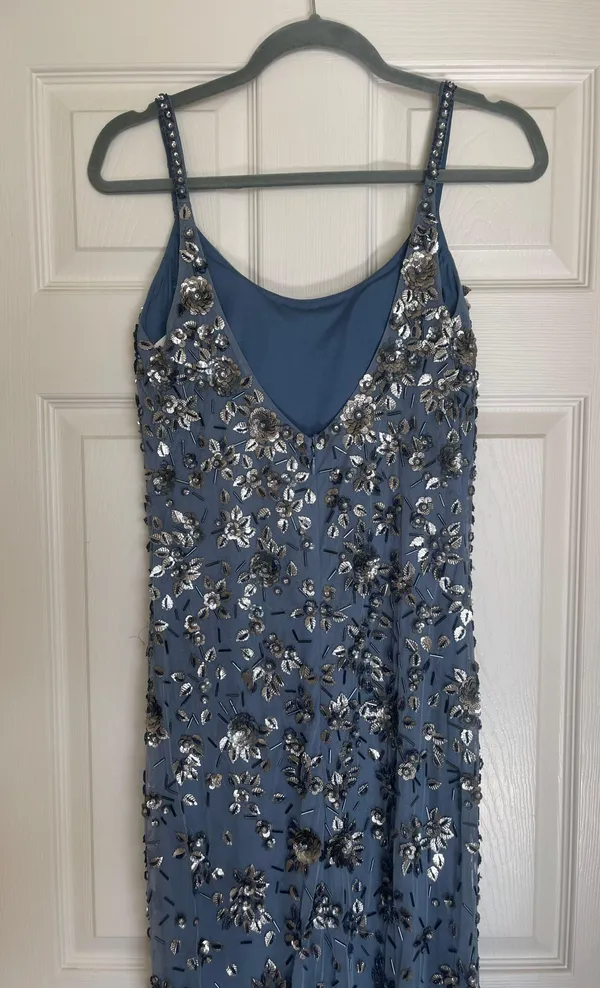 Floral Embellished Scoop Neck Evening Gown - Image 9