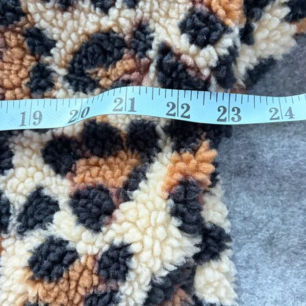 J.Crew Vintage Fleece Leopard Print Faux Fur Jacket Brown Tan Black Womens L - Image 6