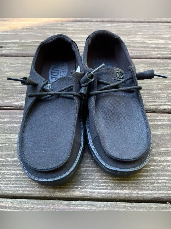 Hey Dude Wendy Canvas Mono Women’s Black Minimalist Loafers/Shoes|Size:W5 EU:36 - Image 3