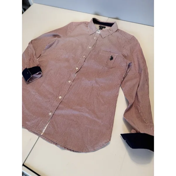 US Polo Assn Women's Button Down Long Sleeve Shirt - Red Striped - Size M - NWT - Image 2