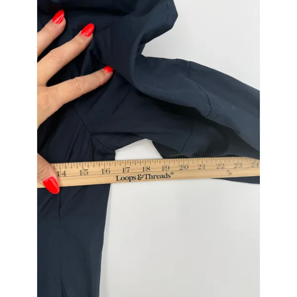 Madewell Sculptural-Sleeve Pleated Mini Dress Navy Cotton Button Front Size 2 - Image 10