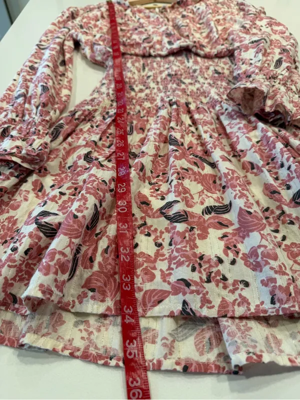 Tie-Neck Smocked Waist Mini Dress Pink Floral Size Medium‎ - Image 8