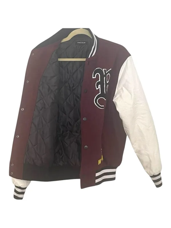 PacSun ࿊ DFW Varsity Patchwork Faux Leather Jacket ࿊ Burgundy ࿊ Men S ࿊ Women M - Image 13