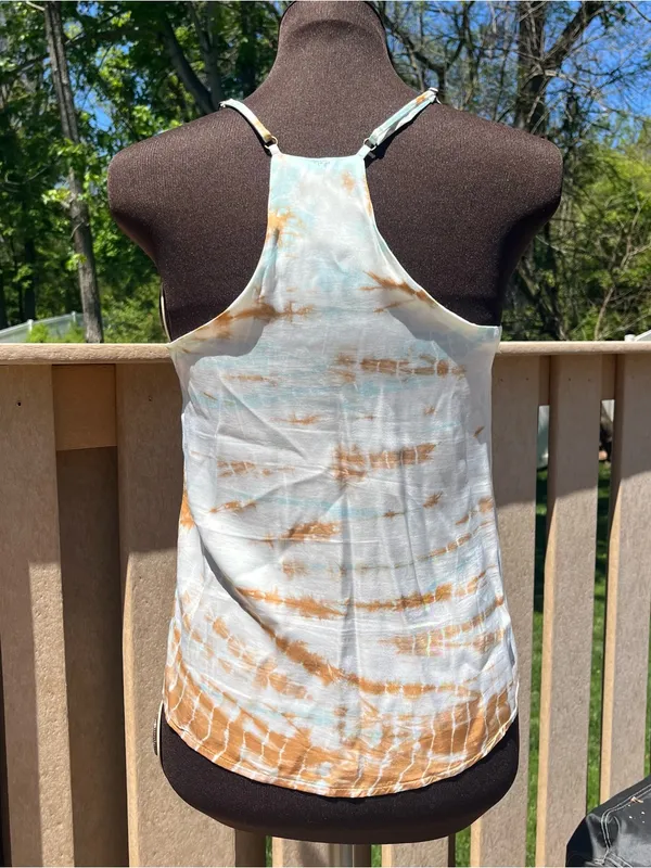 Young Fabulous & Broke YFB Tie Dye Racerback Button Front Boho Tank Top Size M - Image 4