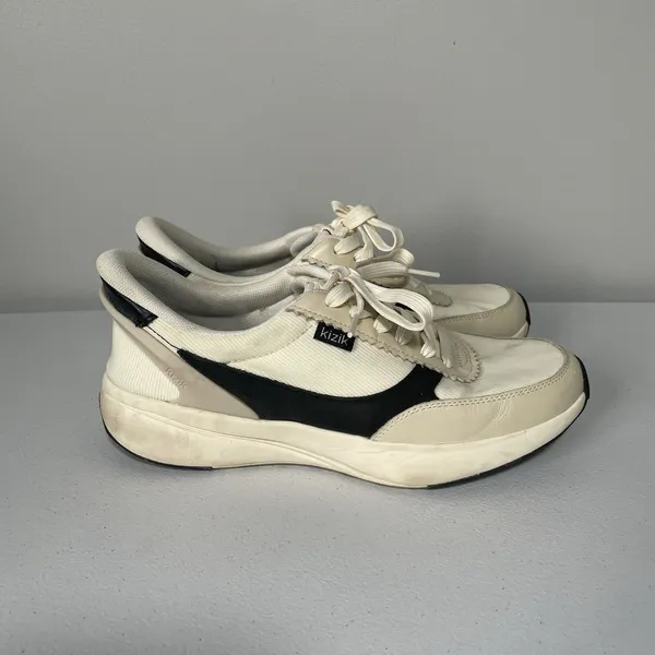 Kizik Paris Hands-Free Step In Sneakers Shoes Cream Black Women's Size 8 - Image 2