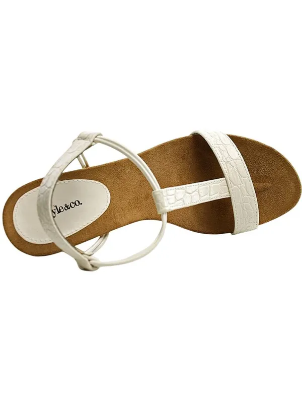 NWT Style & Co. Mulan Wedge Slip On Open Toe Textured Elastic Sandals White 6.5M - Image 3