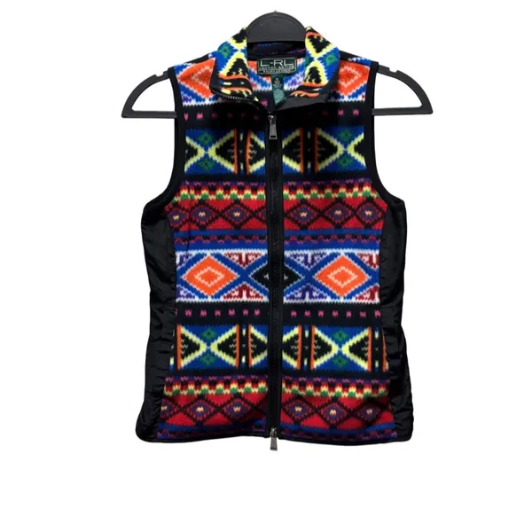 Lauren Ralph Lauren Active Fleece Aztec Print Vest Size XS Multicolor - Image 3
