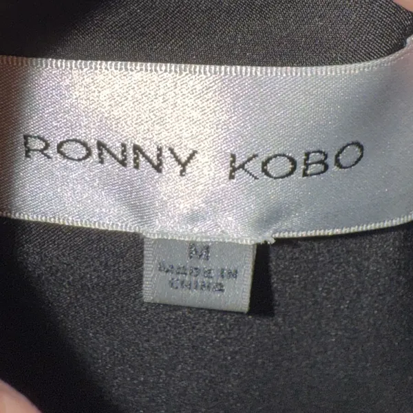 Ronny Kobo Hudsen Black 3D Rose‎ Satin Strapless Mini Dress Size Medium - Image 9