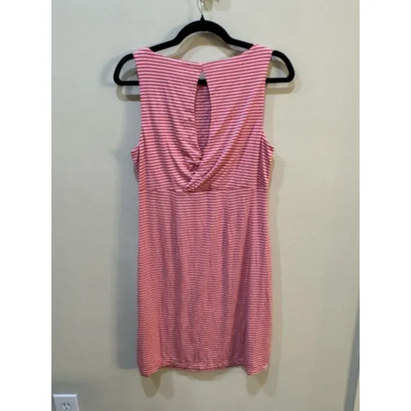 Tommy Bahama Cassia Red Pink Striped‎ Sleeveless Keyhole Back Shift Dress - Image 4