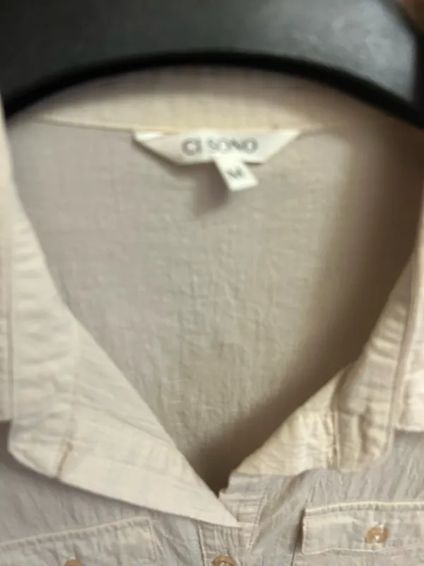 Casual work shirt 3/4 sleeves button down Tan - Image 7