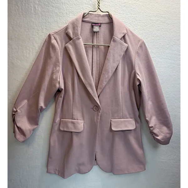 women's casual, pink, three-quarter sleeve‎ blazer cardigan - Image 3