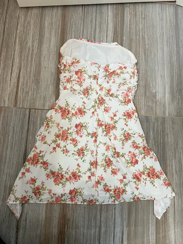 Floral Strapless Dress White - Image 2