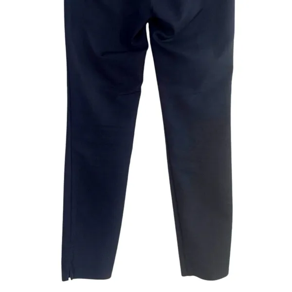 Zara Straight Leg Mid Rise Dress Trousers Striped Back Waist S Dark Navy Blue - Image 7