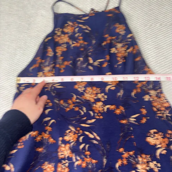 Free People Navy Blue Floral In Control Mini Babydoll Slip Dress Sundress Sz Sm - Image 3