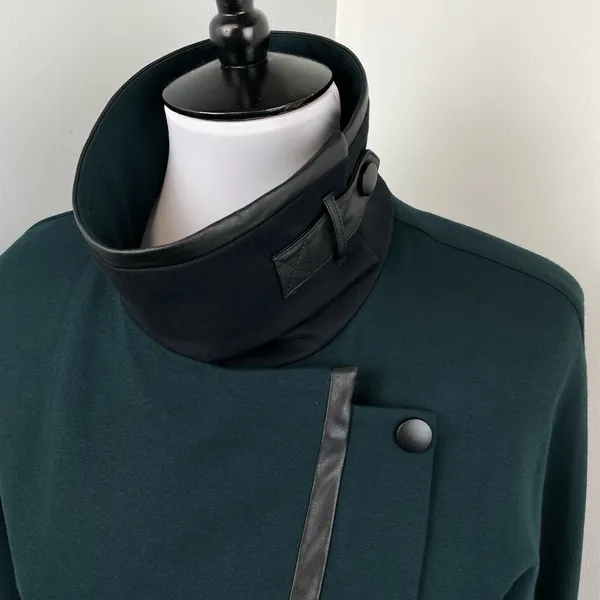 New CABI Dark Green Renaissance Asymmetrical Zip Long Jacket Small 3725 - Image 7