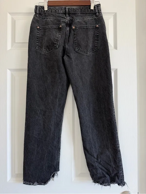 Free People We The Free Tapered Baggy Boyfriend Jeans Black High Rise Size 26 - Image 3