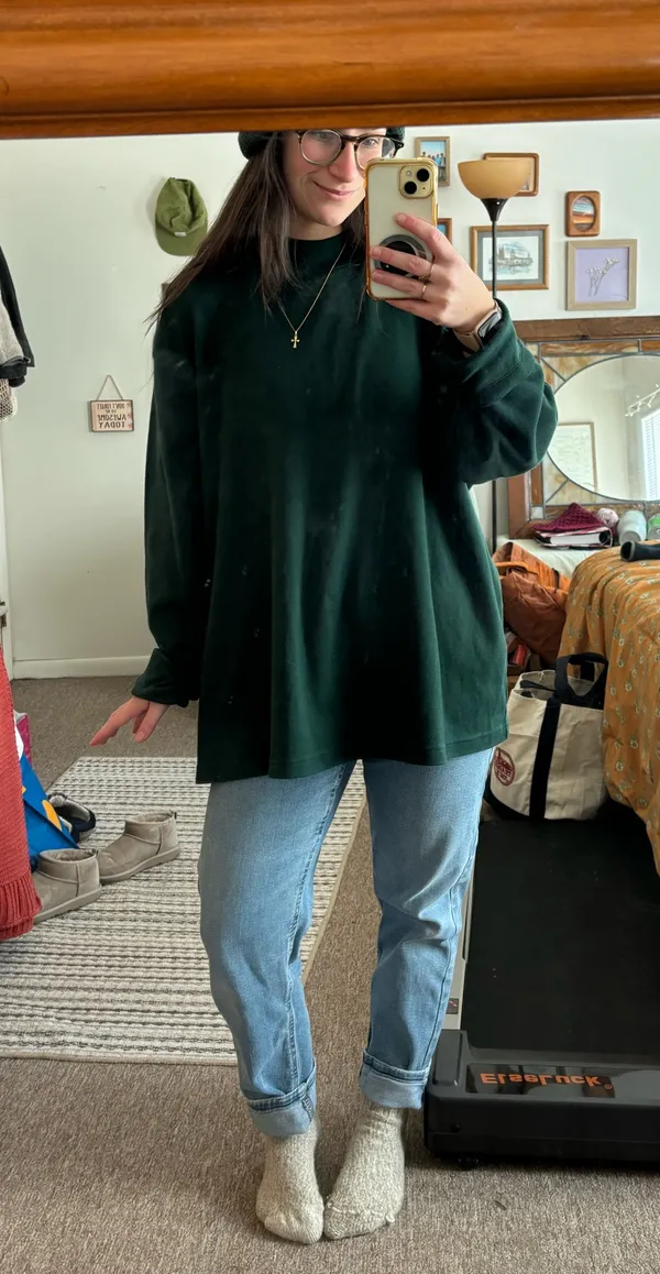 Green mock neck pullover Size L - Image 2