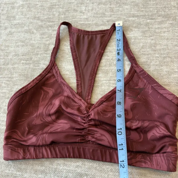 Gymshark GS Power Sports Bra Ruched Training Mesh Marble‎ Print XS - Image 8