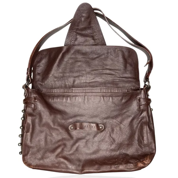 Lamarthe Paris Soft Leather Bag Brown Slouchy Hobo Studded Y2K‎ Made In Romania - Image 4