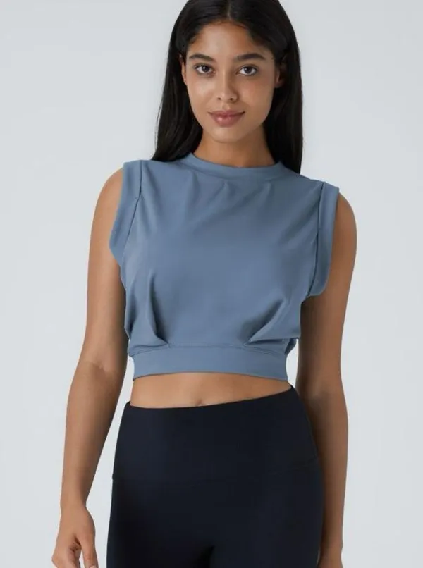 Halara 082HO.- Crew Neck Sleeveless Cropped Yoga Tank Top. Size L - Image 2