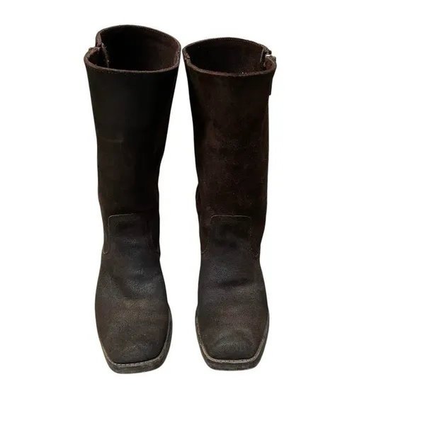 Frye 77281 Heath Outside-Zip Suede Motorcycle Boots Women’s Sz.‎ 7.5 Oiled Brown - Image 2