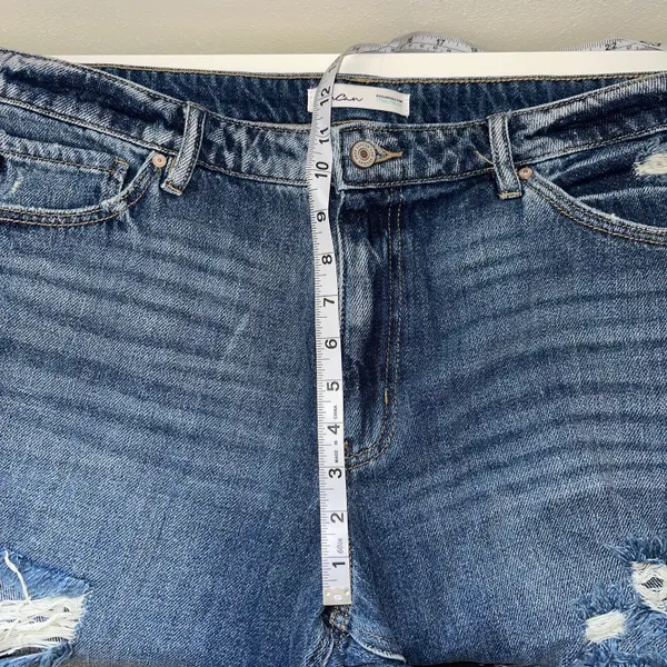 KanCan Nonstretch 100% Cotton Ripped High Rise Dark Wash Mom Jeans - Image 10