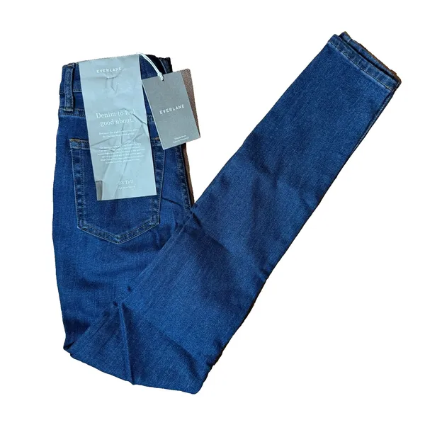 NWT Everlane‎ Sz 23 Tall High-Rise Skinny Jean Stretch Slim Dark Wash 31" inseam - Image 2