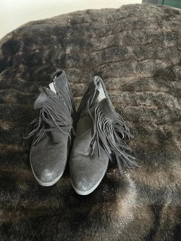Steve Madden Fringe Western Ankle Boots Booties Size 8.5 Short Boho Cowgirl Boot - Image 2