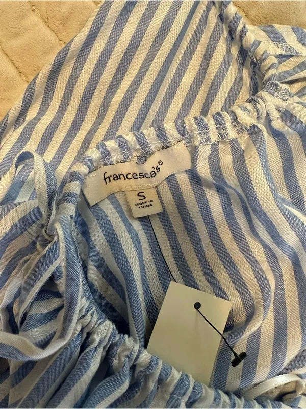 Blue and White Striped Halter Sundress - Image 3