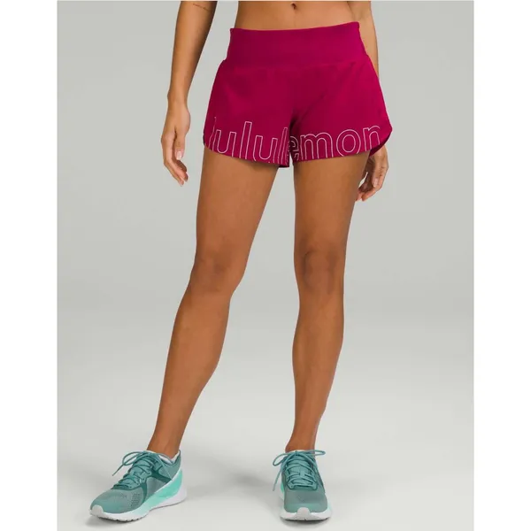 Lululemon Speed Up Mid-Rise Lined Short 4" Size 10 Pomegranate Silver Reflective - Image 11