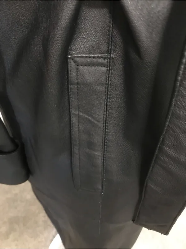 NWT Black Faux-Fur Collar Leather Trench Coat - Image 7