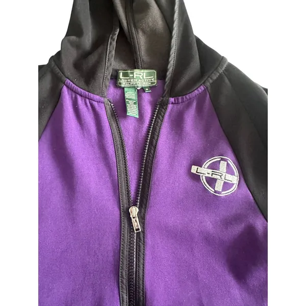 RALPH LAUREN Active LRL Purple Black Hoodie Sweatshirt Size M - Image 3