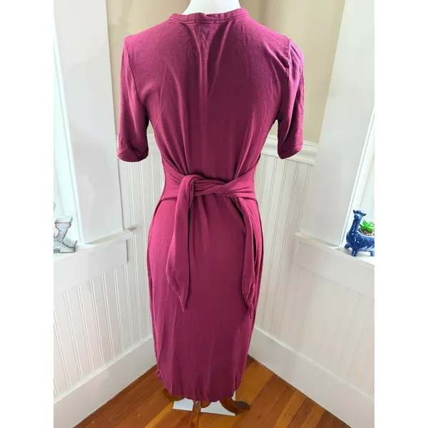 Daily Ritual Burgundy Tie Back T-Shirt Midi‎ Dress Size Medium - Image 2