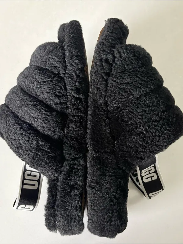 UGG Fluff Yeah Slide Women's Sheepskin Slipper Sandals Black Size 9 - Image 8