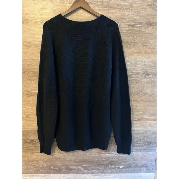Uniqlo knit sweater sz XL navy blue crew neck minimalist oversized - Image 2