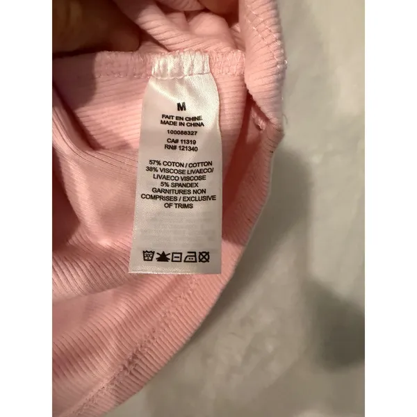 Garage‎ Pink Ribbed Short Sleeve Cropped Baby Tee Size Medium Crew Neck Top - Image 3