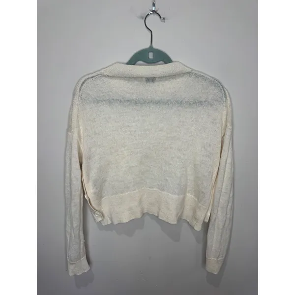 Acne Studios Ryssa Alpaca Merino Wool Cream Cropped‎ Sweater Sz S - Image 2