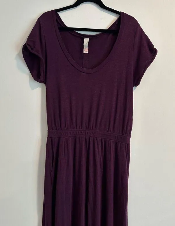 Free People Beach Audrina Maxi Dress Size Large Cut Out Back Purple Short Sleeve - Image 3