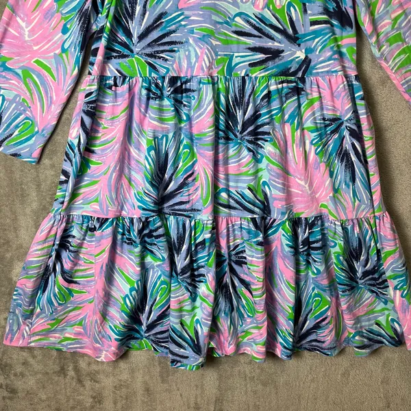 Lilly‎ Pulitzer 3/4 Sleeve Beach Bash Geanna Dress Swing Flounced Hem LG Coastal - Image 2