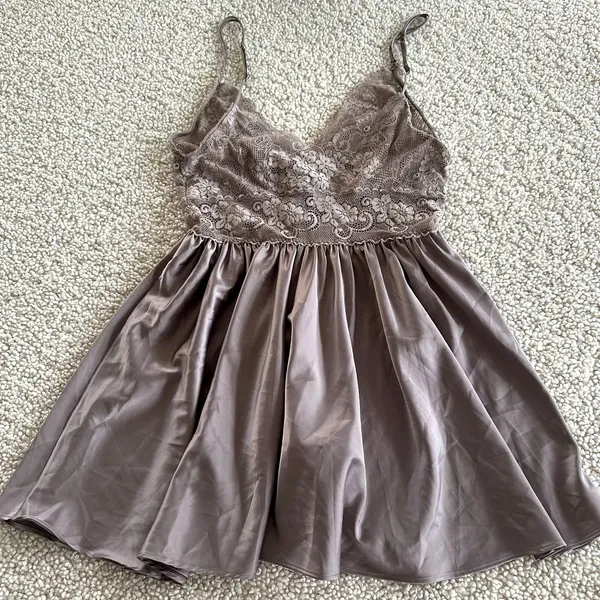 Vintage Victoria's Secret Babydoll Lingerie Dress Satin Lace Size Large VS VTG - Image 2
