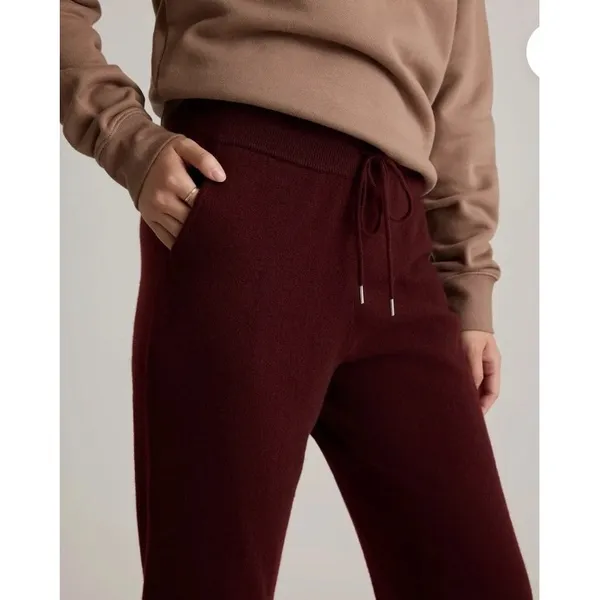 Quince Burgundy 100% Mongolian Cashmere Jogger Sweatpants Women Medium NWT - Image 3