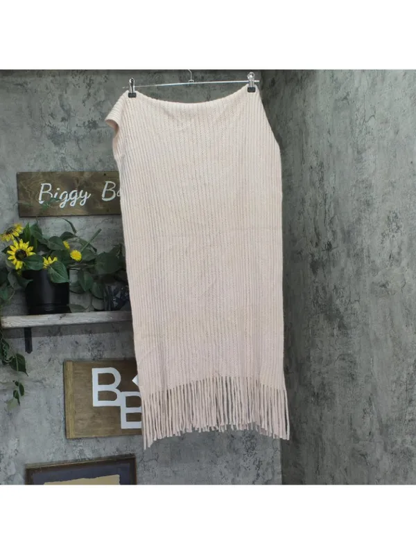NEW Steve Madden Ribbed Fringe Knit Scarf Pink - Image 2